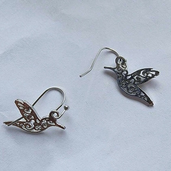 Any 4/$25! Silver Filagree Bird Drop Earrings - Picture 3 of 5